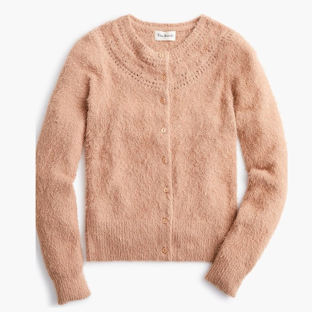 The Reeds X J.Crew Fuzzy Cardigan Sweater: Camel, Large